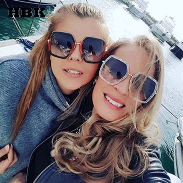

hbk square modis sunglasses big vintage women men brand 2019 new sun glasses uv400 oculos, White;black