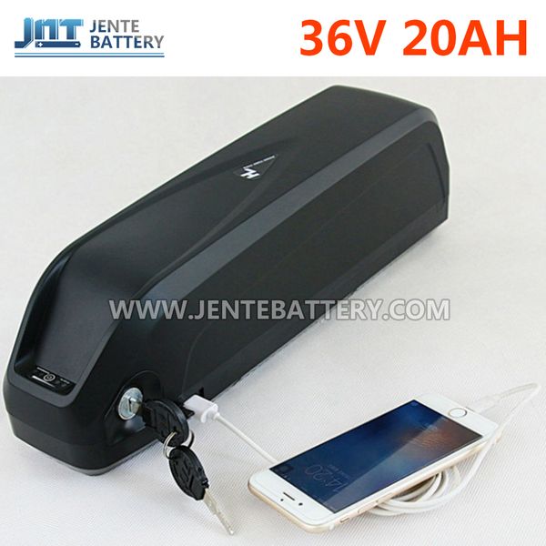 

Free shipping high-capacity 36V 20Ah Hailong Lithium ion Electric Bicycle battery 18650 A cells for 350W/500W motor+BMS+Charger3A