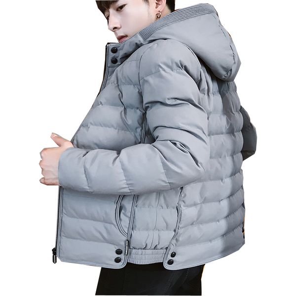 

men's parkas fashion autumn and winter coat men's hooded slim jacket casual thick cotton clothing5xl, Black