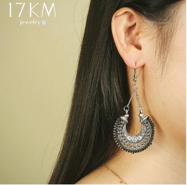 

vintage design charming bohemian antique drop dangle earrings for women hollow out tibetan earring jewelry, Silver