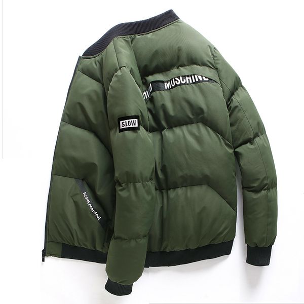 

2018 newjacket men parka new winter warm fashion stand collar motocycle jackets coat flying pilot parkas, Black