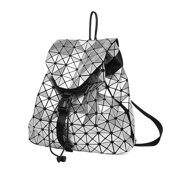 

2018 women backpack geometric plaid sequin female backpacks for teenage girls bagpack drawstring school bag holographic backpack