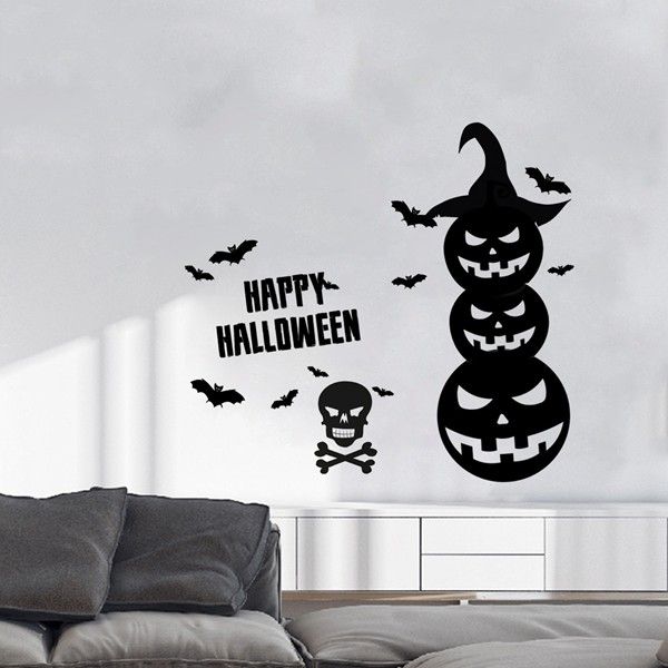 adesivi murali di nuova moda halloween decorati fantastici zucca pipistrello camera da letto soggiorno pittura porta camera adesivi murali decorativi
