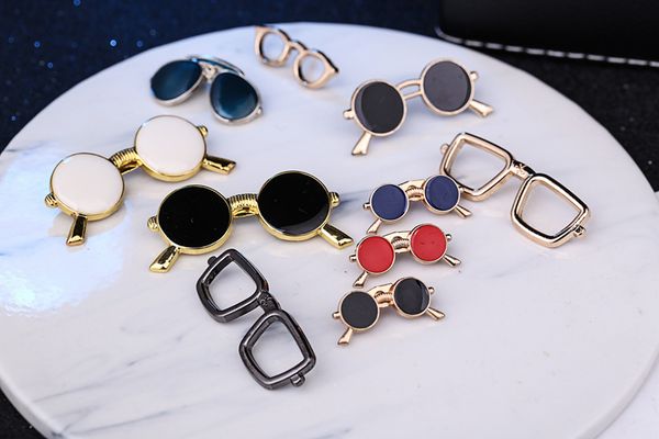 

good quality vintage glasses small big size enamel brooches pins for mens suit wholesale collar accessories gift party pins drop shipping, Gray