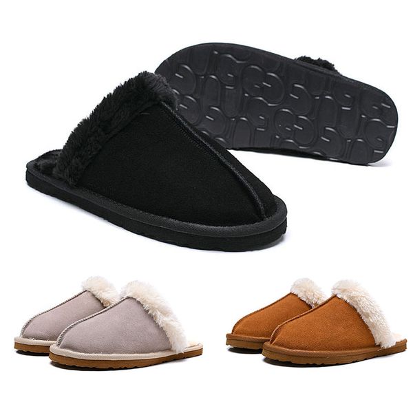 

size 36-41 wgg women slides winter luxury designer indoor fur brand girl warm sandals slippers house flip flops with spike sandal, Black