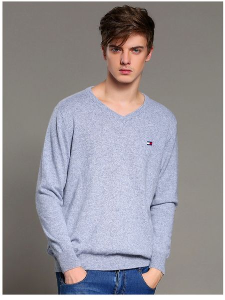 

осень v-образным вырезом мужской свитер южнокорейской версии тонкий рукав с длинным рукавом свитер осень студент досуг свитер волна, Black