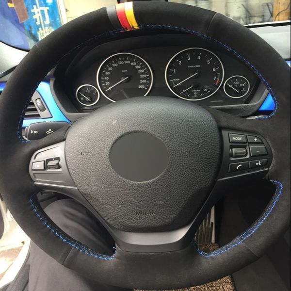 

new black suede diy hand-stitched car steering wheel cover for bmw f30 316i 320i 328i 320d f20
