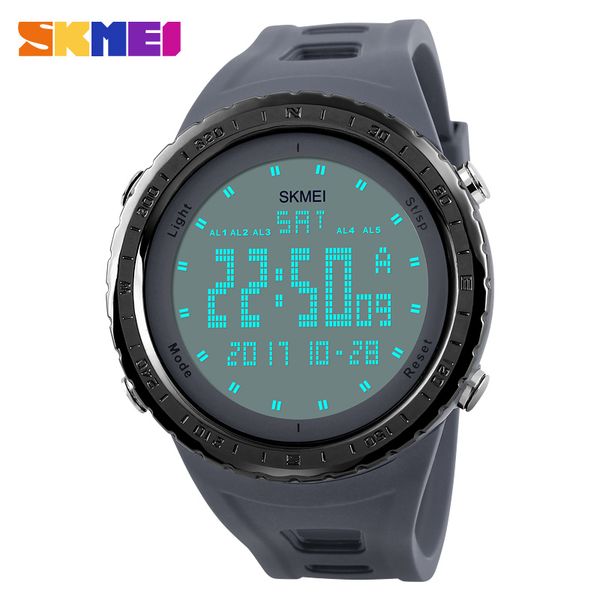 

mens sports watches 50m waterproof digital led watch men outdoor electronics wristwatches relogio masculino skmei 2018, Slivery;brown