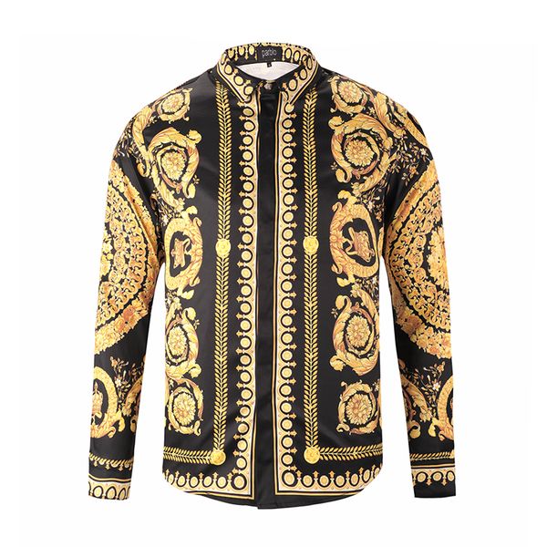 

brand new luxury men shirt men's fashion dress shirts slim fit casual long sleeve cotton shirts 3d printing shirt 9187, White;black