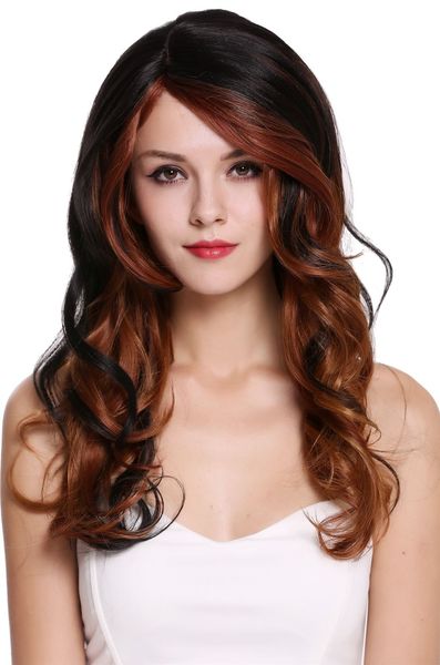 

ladies' wig long wavy parting black brown blonde red rgf-5905ld