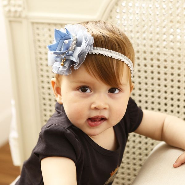 Baby Stylish Pearl Headbands Kids Elastic Hairband With Flower