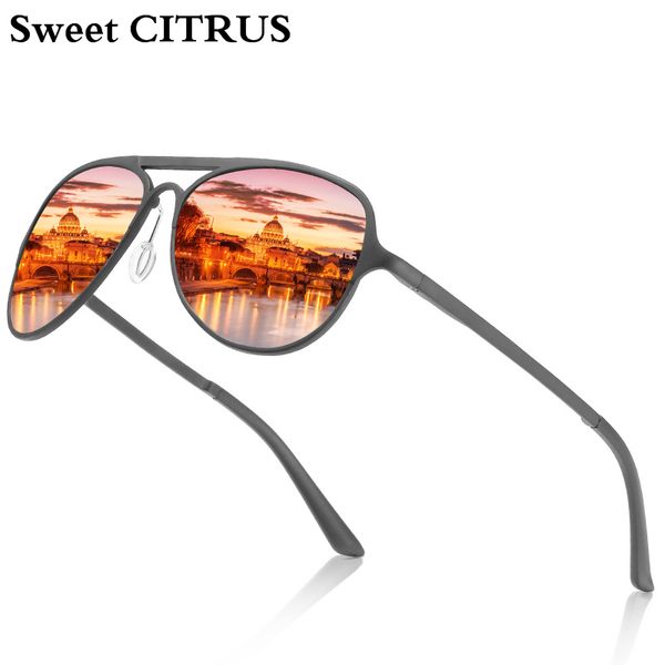 

sweet citrus 2019 aviation polarized sunglasses men aluminium magnesium brand sun glasses coating lens driving goggles for male, White;black