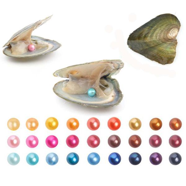 

round oyster pearl 6-8mm 2018 new 27 mix color big fresh water gift diy natural pearl loose beads decorations vacuum packaging wholesale, White