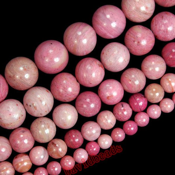 

natural red rhodonite round stone beads 15.5" 4,6,8,10,12mm pick size