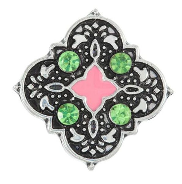 

20pcs/lot new colorful 18mm snap button jewelry rhinestones flower charms fit diy bracelet snaps jewelry jewelry item, Bronze;silver
