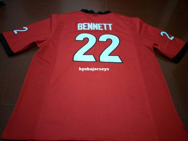 

men #22 bennett georgia bulldogs red black white college jersey or custom any name or number jersey, Black;red