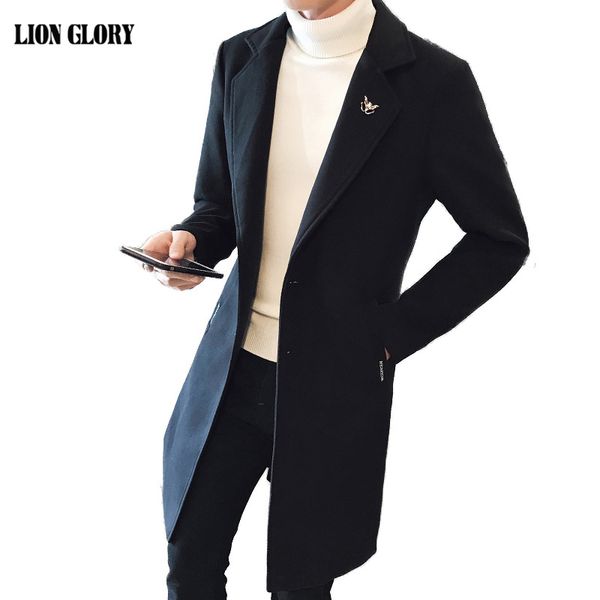 

men long coat wool mens abrigo lana chaqueta larga hombre casual winter coat manteau homme winter woolen men trench 4xl, Black