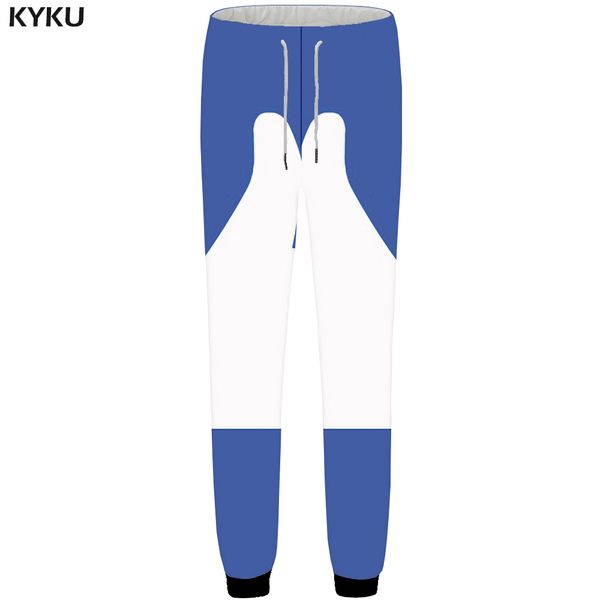 

kyku blue pants men graphics sweatpants harajuku straight 3d print pants baggy bodybuilding hip hop mens trousers autumn casual, Black