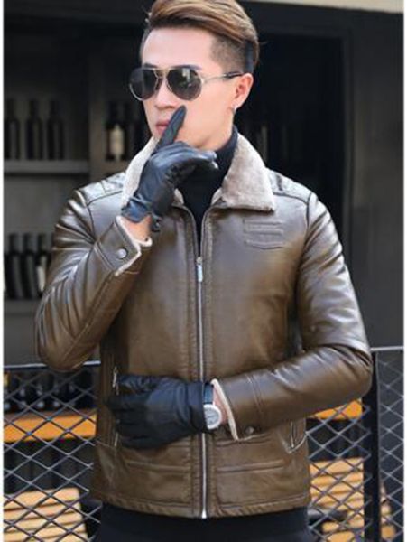 

men's fall and winter trend business fashion leisure new boutique slim personality handsome fur collar fur integrated coat m-4xl, Black