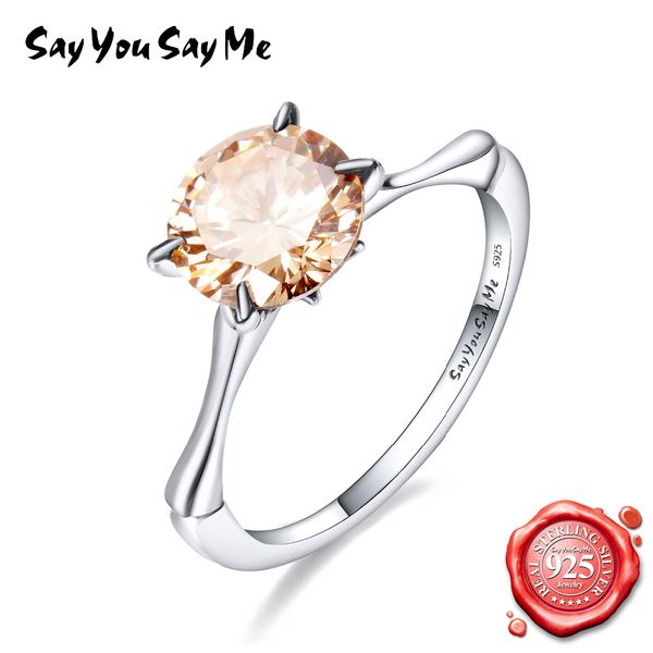 

say you say me 925 sterling silver trendy wedding rings for women zircon silver rings fine jewelry princess cut dropshipping, Golden;silver