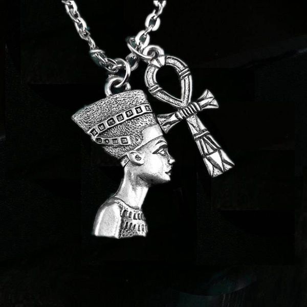 

12pcs/lot Nefertiti Necklace Ankh Egyptian Pendant Charm silver tone