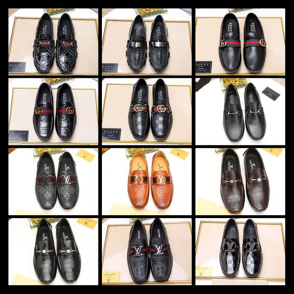

2018 mens shoes casual fashion business men dress shoes genuine leather men loafers moccasins slip on men's flats male driving shoe, Black