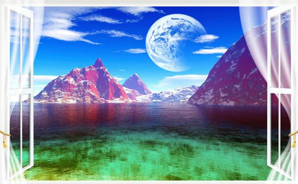 

3d wallpaper mural decor p backdrop original window lake scenery 3d stereo tv background wall extension personality wall mural wallpaper