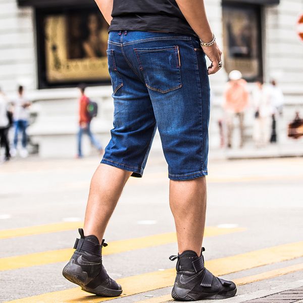 

mens denim shorts 2018 new summer regular casual knee length short bermuda masculina hole jeans shorts for men plus size 28-48, Blue