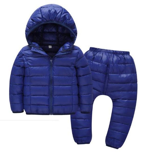 

2018 winter warm children baby kids duck down jacket set pants-jacket autumns boy clothing outerwear girls coat jacket 2-6y, Blue;gray