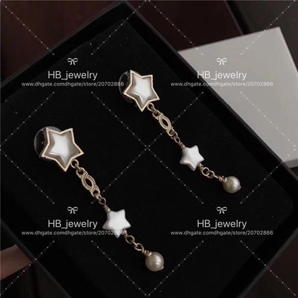 

popular fashion brand high version star pearl earrings for lady design women party wedding luxury jewelry with for bride whit box, Golden;silver