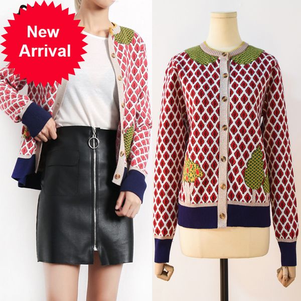 

high qulaity early hit neckjacquard woman cardigan short sweater thin loose coat, White;black