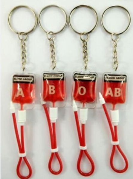 

new mixed 20 pcs a b o ab blood bag pack pvc key chain pendant r-200, Silver