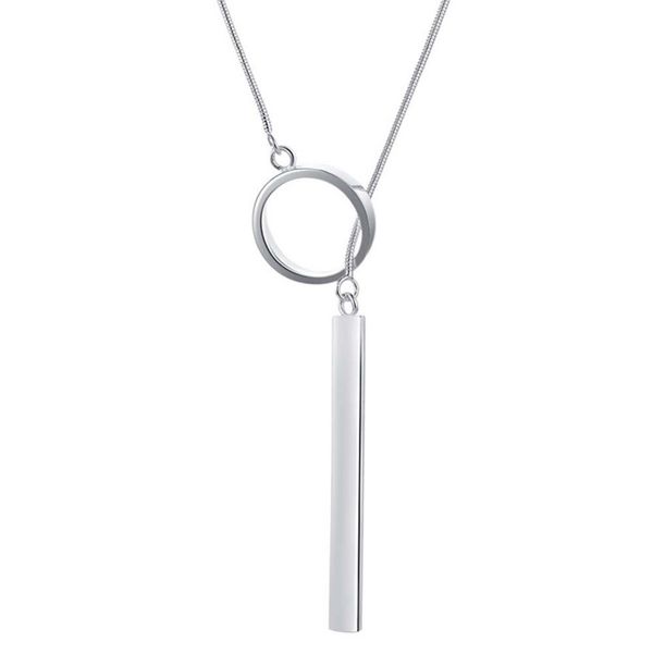 

silver plated chain bar circle lariat necklace long strip pendant necklaces women jewelry accessories
