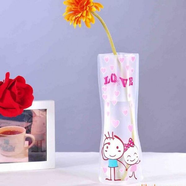 Creative Clear Vasos Plástico PVC Eco-Friendly Dobrável Dobrável Flor Vaso Reusável Casa Casa Partido Decoração Plástico Flor Vasos