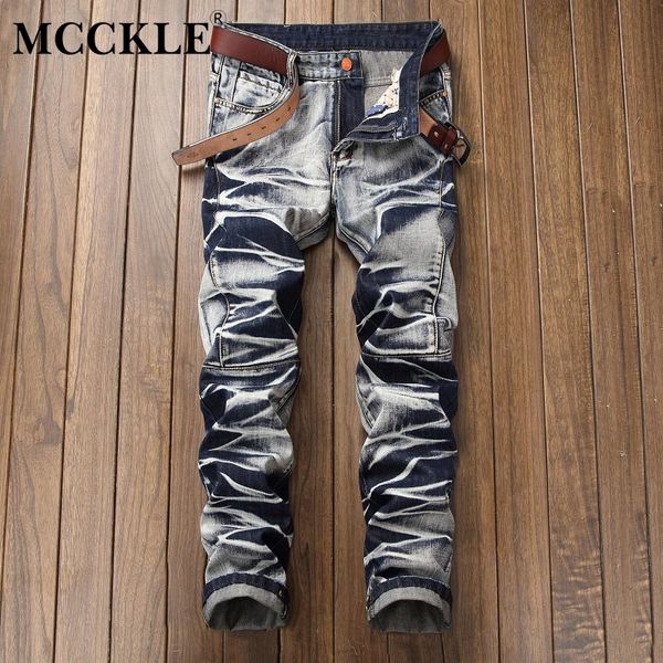 McCKLE Metrosexual Düz Kot Erkekler Retro Slim Fit Rahat Kot Vintage erkek Denim Pantolon Erkek Pantolon