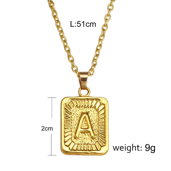 

square gold color 26 letters initial necklace disc necklace alphabet women kolye collier friends family letter, Silver