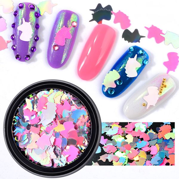 

colorful unicorn nail glitter sequins holographic nail art decoration spangles for nails chameleon flakes tinsel, Silver;gold