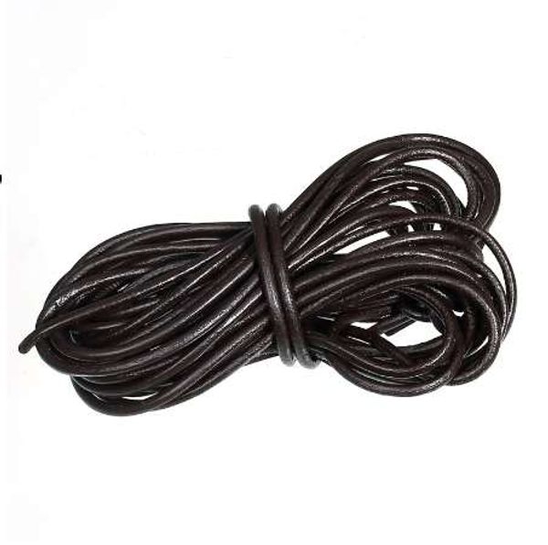 

doreenbeads coffee color round real leather jewelry cord 3mm 5m length (b03937), yiwu, Silver