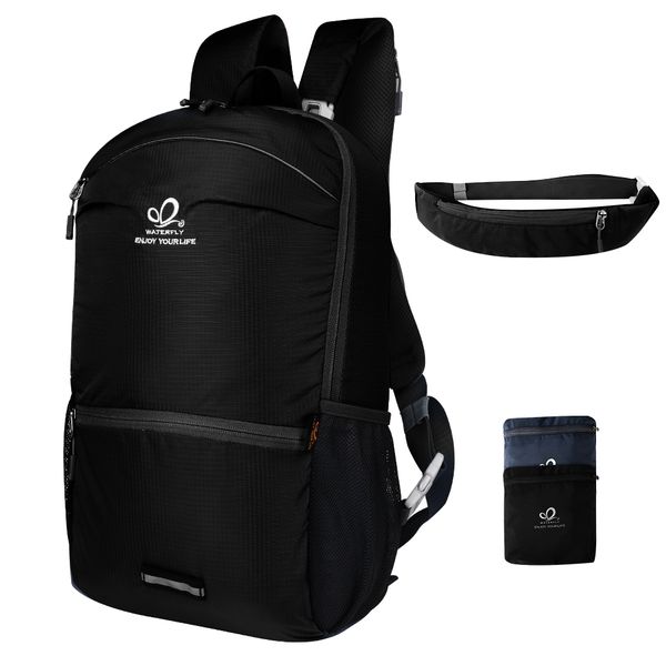 

waterfly packable hiking backpack smart daypack for traveling camping outdoor sports lightweight multi-function design