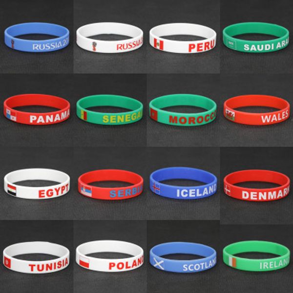 

russia world cup football silica gel bracelet and flag sport wristband fans souvenir gift silicone bracelet for party decoration