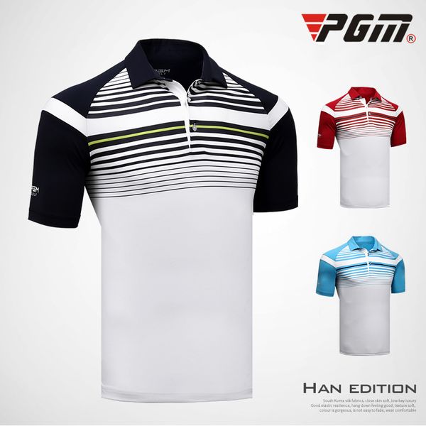 

pgm golf t shirt mens short sleeved polo t-shirt summer quick dry breathable sportswear male training tennis clothing aa11835, Black;blue