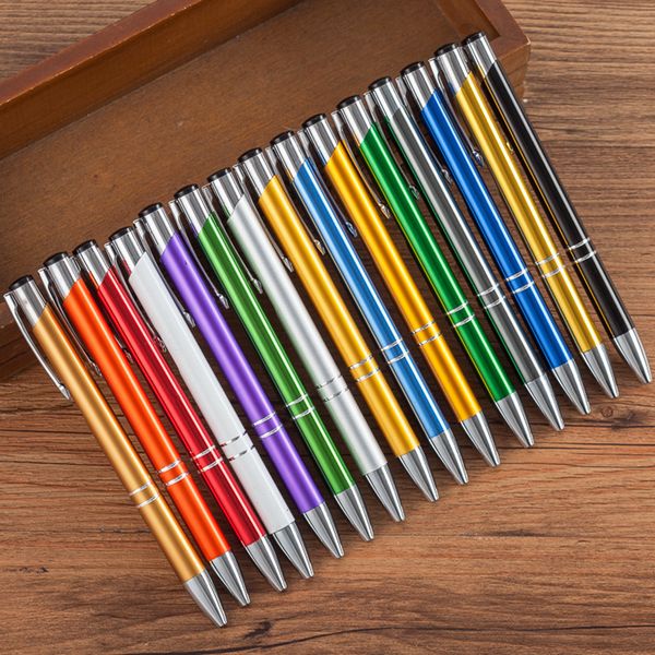 

500pcs metal press ballpoint pen black blue ink advertising pen custom printed logo stationery business office signing gift, Blue;orange
