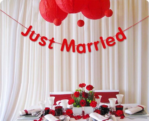 

just married banner garlands decorations vintage wedding party photo props bachelorette party events decor engagement party