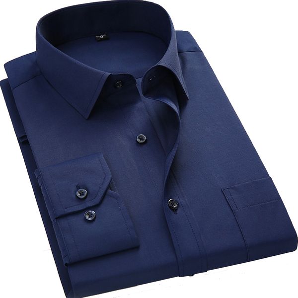 

plus size 5xl 6xl 7xl 8xl mens business casual long sleeve shirt classic white black navy blue male social dress shirts brandnew