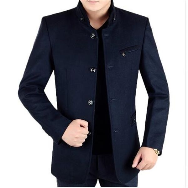 

larga manteau hiver homme abrigo hombre mont erkek heren jas overcoat men autumn winter skinny casual wool longo woolen coat, Black