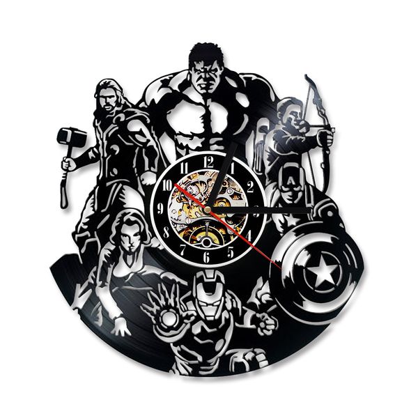 

diy подарок для смены часов 2018 De Avengers Vorm Виниловая пластинка Clok Creative Hollow Marvel Comics Iron M