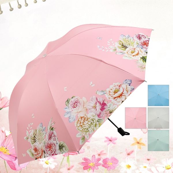 

2018 elegant flower umbrellas ladies folding umbrellas female parasol sunny fashion woman's guarda chuva sombrinha