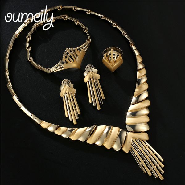 

oumeily new fashion african costume jewelry set dubai bridal turkish nigerian gold color jewellery set for women accessories, Slivery;golden
