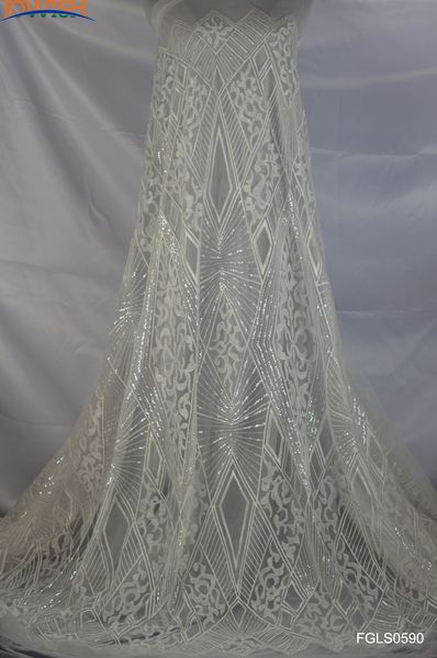 

3yards lastest geometric lace fabric embroidered tulle ivory sewing fabric lace wedding dress craft sequin for hpaqo