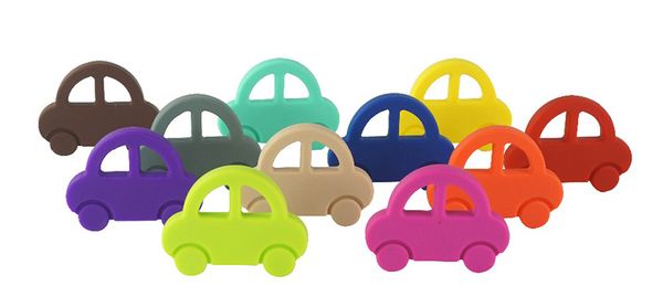 Mordida de Silicone do carro Brinquedo Dentição BPA Livre Seguro Silicone Pingente de Carro Brinquedo Clipe Pacifier Nursing Sensory Beads Teethers Bebê